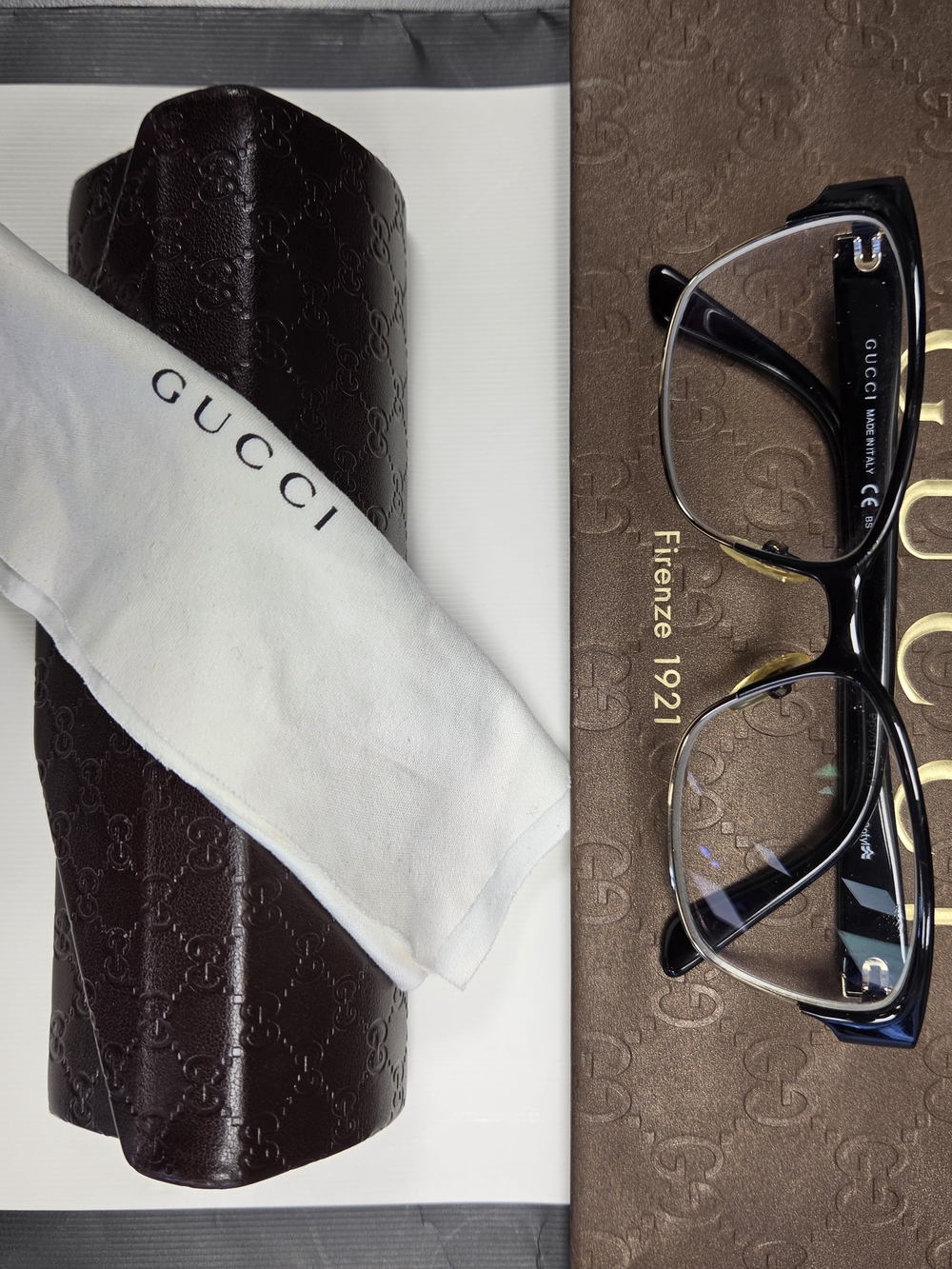 Gucci GG4238 Black Square Optical Glasses with Signature Web Stripe - Picture 2 of 3